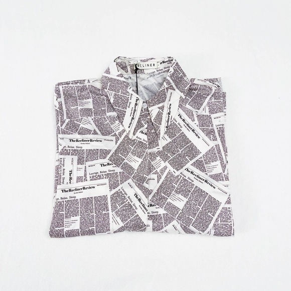 Recliner Newspaper Print Magazine Pajama Top SZ S - Picture 5 of 11